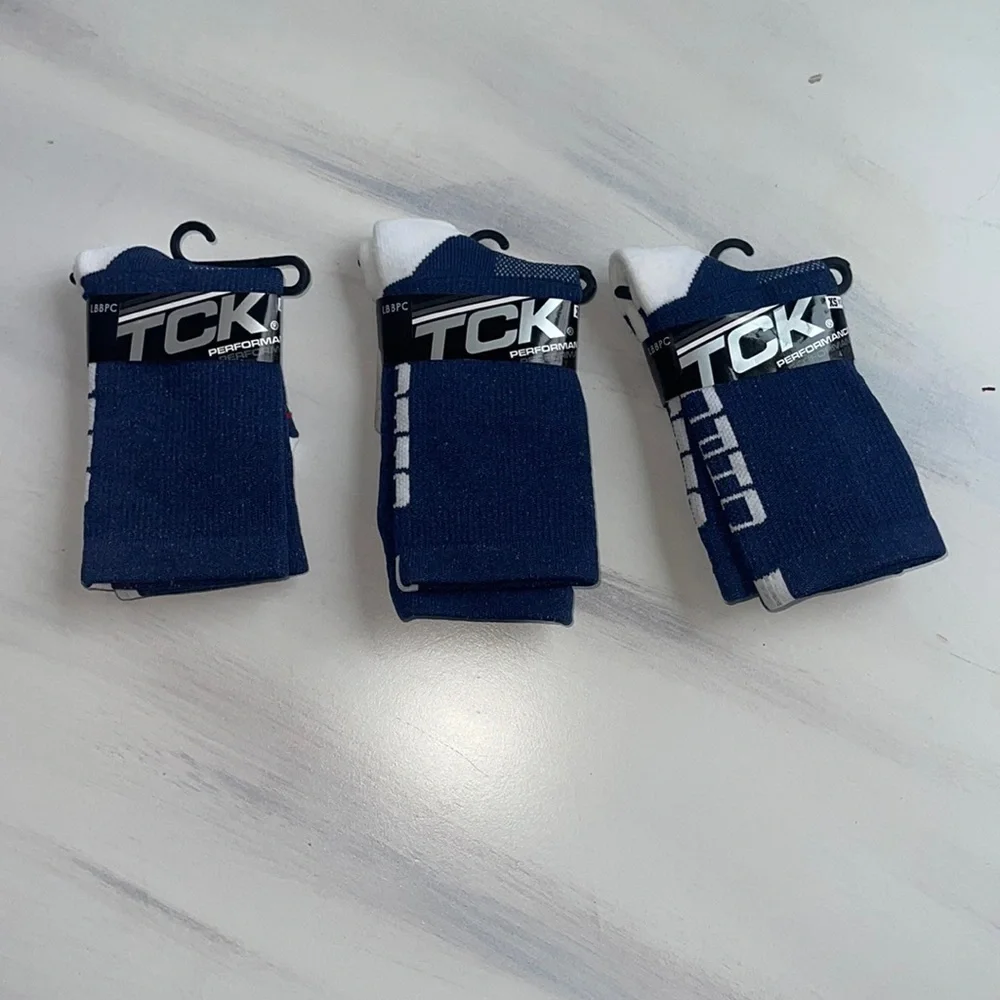 TCK Performance Socks New size: XS youth 8-12 blue x3